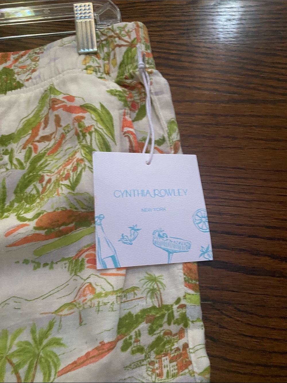NWT Cynthia Rowley Linen European Countryside Print Pant Size L - Picture 2 of 7